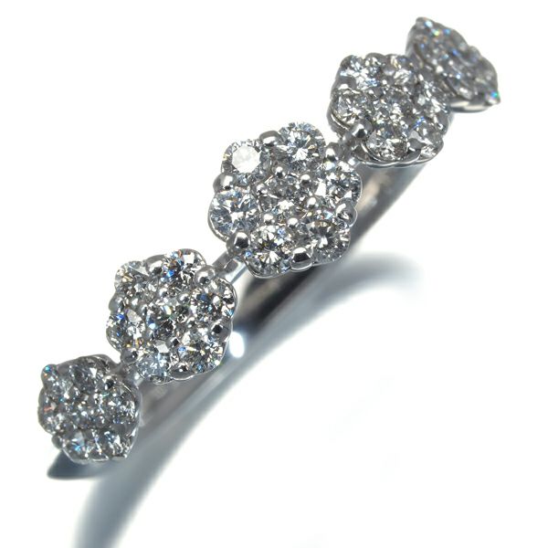ポンテヴェキオ リング ダイヤ 0.45ct  フラワー 11.5号 K18WG 