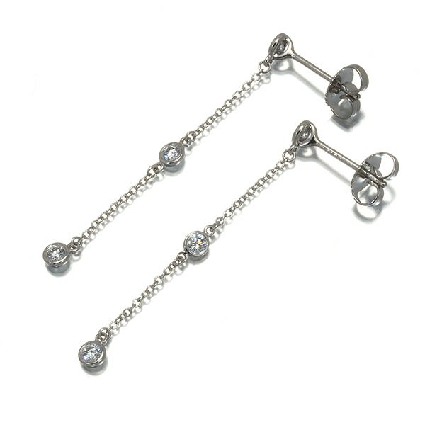 ティファニー ピアス ダイヤ バイザヤード ドロップ 3P  Pt950 
