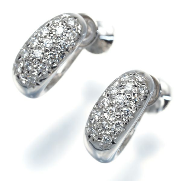 タサキ イヤリング ダイヤ 0.19ct/0.19ct パヴェ フープ Pt900 