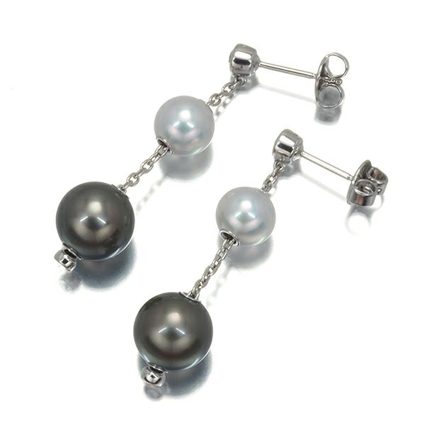 ミキモト ピアス パール 真珠 9.5mm/7.3mm ダイヤ   K18WG 