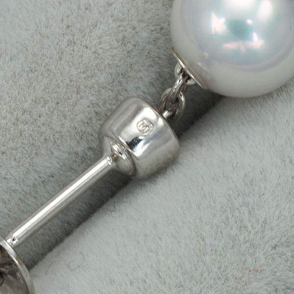 ミキモト ピアス パール 真珠 9.5mm/7.3mm ダイヤ   K18WG 