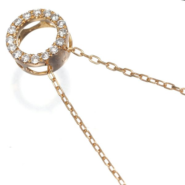 ダイヤ 0.12ct  サークル ネックレス K18PG 
