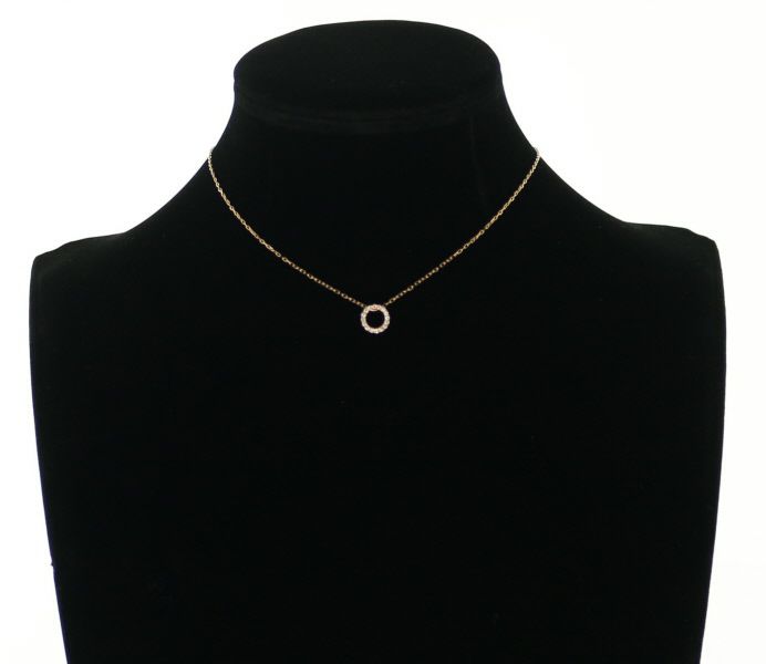 ダイヤ 0.12ct  サークル ネックレス K18PG 