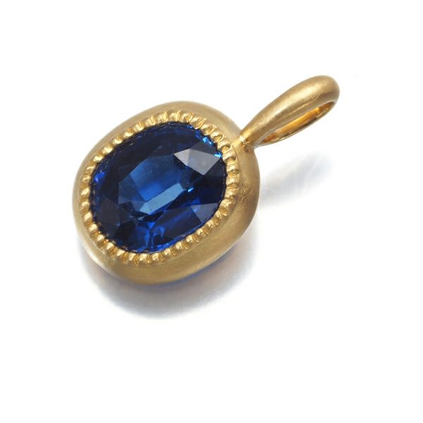 サファイア 0.775ct  艶消し ペンダントトップ K18YG 