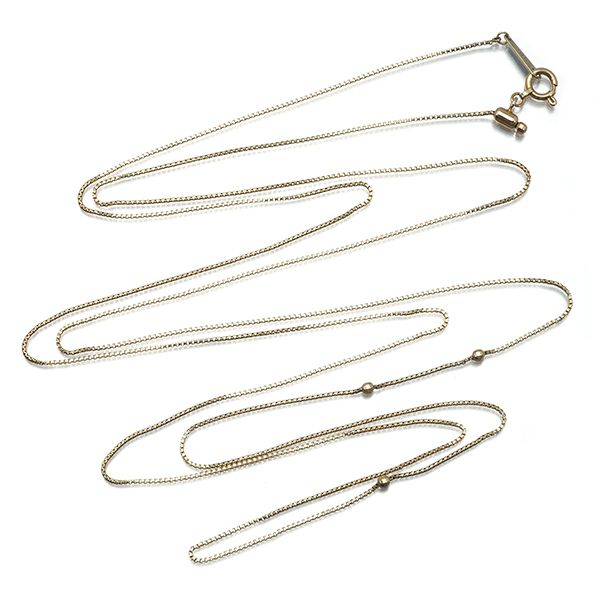 アガット チェーンネックレス  ベネチアン カットボール 3P ロング 90cm K10YG 