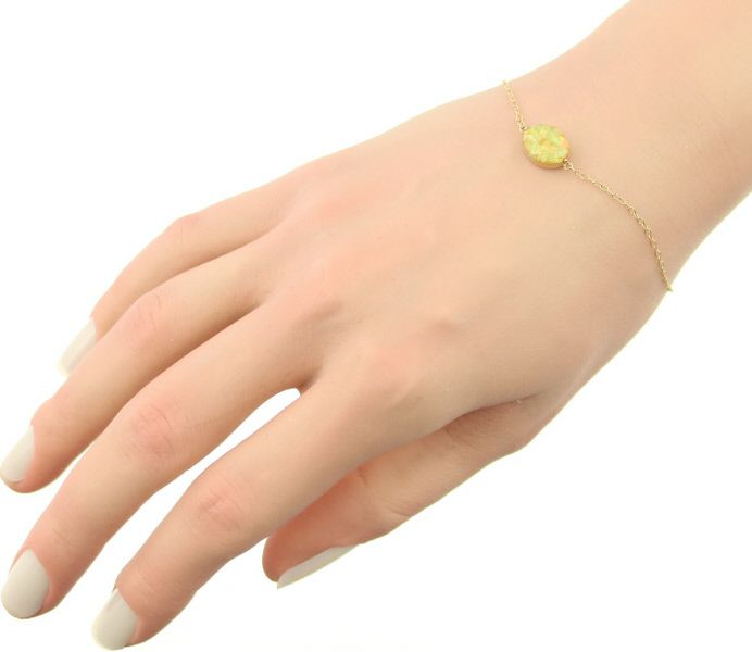 アガット ブレスレット オパール   K10YG/樹脂
