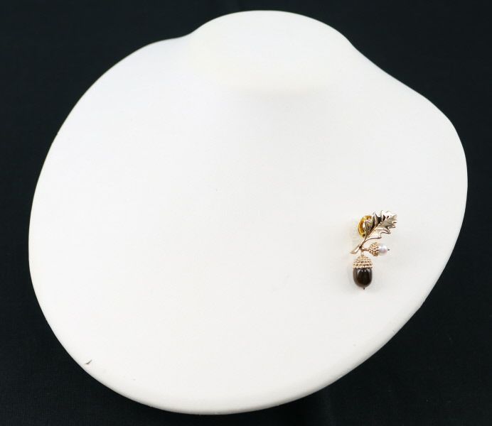 ミキモト ブローチ パール アコヤ真珠 5.0mm タイガーアイ  どんぐり ピン K18PG/合金 