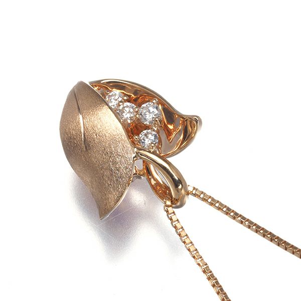 ルビー 0.07ct ダイヤ 0.10ct リバーシブル フラワー ネックレス K18PG 