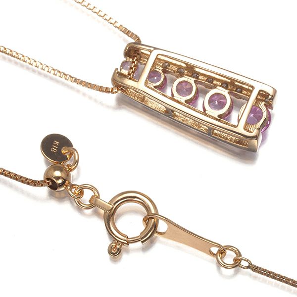ピンクサファイア 0.39ct ダイヤ 0.12ct   ネックレス K18PG 