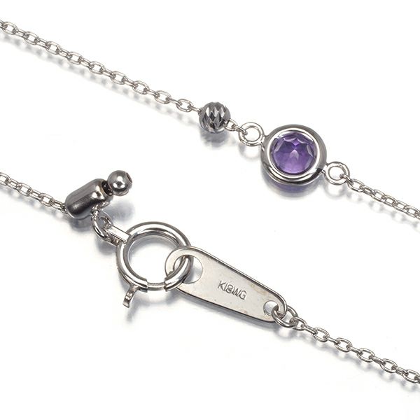 マルチカラーストーン 1.50ct ステーション ロング  ネックレス K18WG 