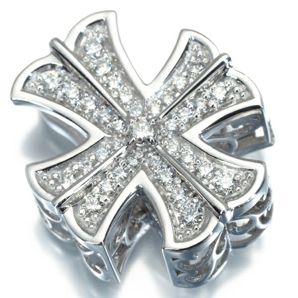 ゆきざき ペンダントトップ ダイヤ 0.50ct ダブルトップ クロス K18WG 