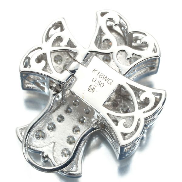 ゆきざき ペンダントトップ ダイヤ 0.50ct ダブルトップ クロス K18WG 