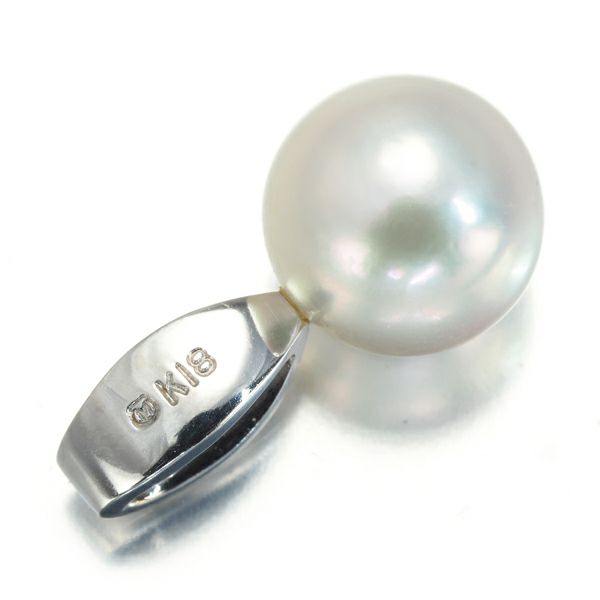 ミキモト ペンダントトップ パール アコヤ真珠 7.4mm ダイヤ K18WG 