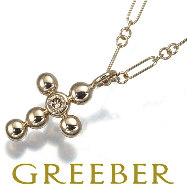 カシケイ ネックレス ダイヤ 0.05ct ベゼル クロス K18BG 