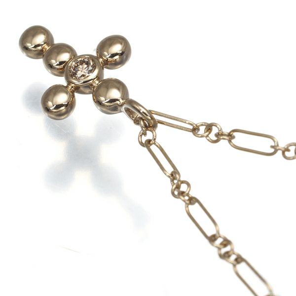 カシケイ ネックレス ダイヤ 0.05ct ベゼル クロス K18BG 