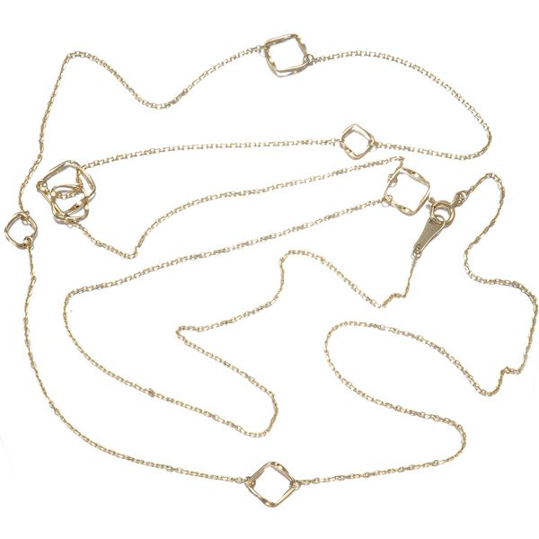 アガット ネックレス  スクエア ステーション ロング K10YG 