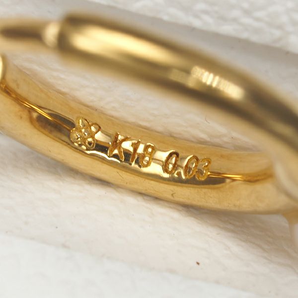 ヒロタカ ピアス ベビーパール 真珠  3.0mm ダイヤ 0.03ct  フープ 片耳 K18YG 