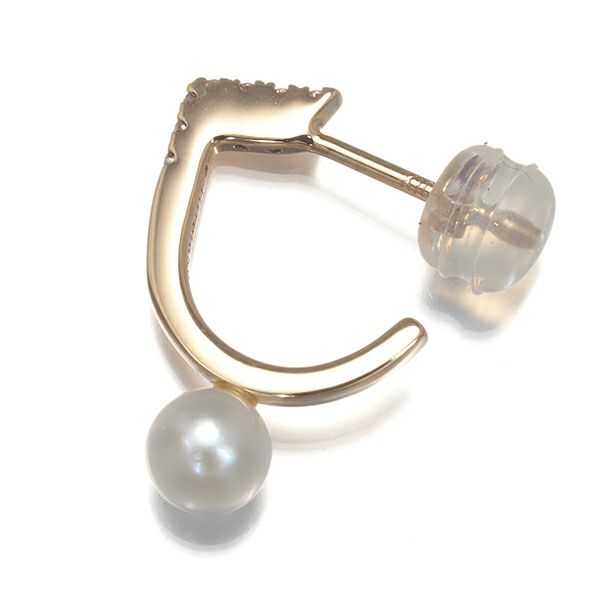 ヒロタカ ピアス ベビーパール 真珠 5.0mm ダイヤ 0.03ct マンハッタン フープ 片耳 K10YG 