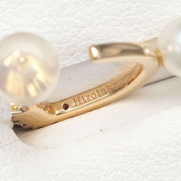 ヒロタカ ピアス ベビーパール 真珠 5.0mm ダイヤ 0.03ct マンハッタン フープ 片耳 K10YG 