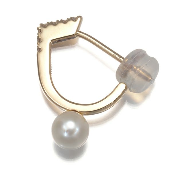 ヒロタカ ピアス ベビーパール 真珠 5.0mm ダイヤ 0.03ct マンハッタン フープ 片耳 K10YG 