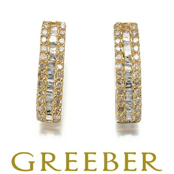 ダイヤ 0.16ct/0.16ct ２種カット  ピアス K18YG 