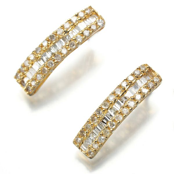 ダイヤ 0.16ct/0.16ct ２種カット  ピアス K18YG 