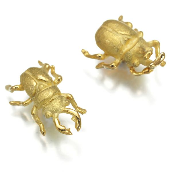 アニマル カブトムシ クワガタ 艶消し ピアス K18YG 