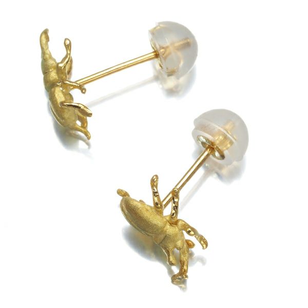 アニマル カブトムシ クワガタ 艶消し ピアス K18YG 