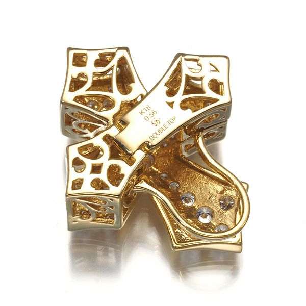 ゆきざき ペンダントトップ ダイヤ 0.56ct ダブルトップ クロス K18YG 