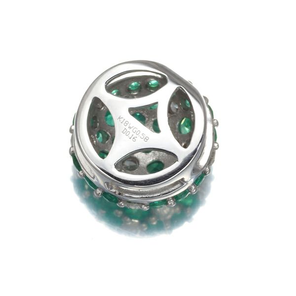 エメラルド 0.58ct ダイヤ 0.16ct サークル   ペンダントトップ K18WG 