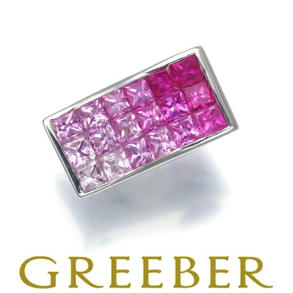 ピンクサファイア 1.52ct ダイヤ 0.01ct グラデーション ミステリー ペンダントトップ K18WG 