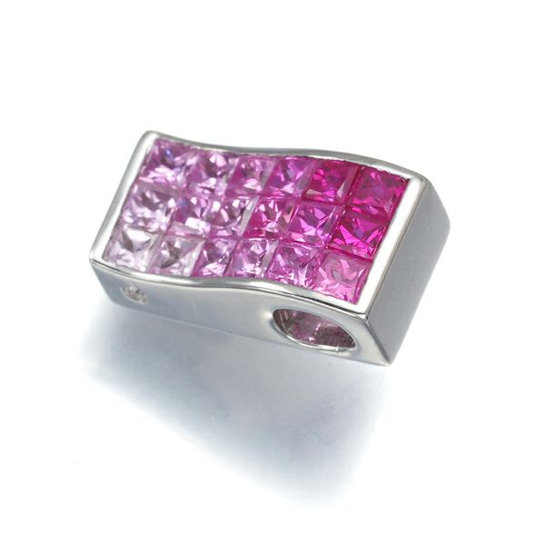 ピンクサファイア 1.52ct ダイヤ 0.01ct グラデーション ミステリー ペンダントトップ K18WG 