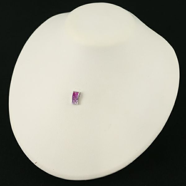 ピンクサファイア 1.52ct ダイヤ 0.01ct グラデーション ミステリー ペンダントトップ K18WG 