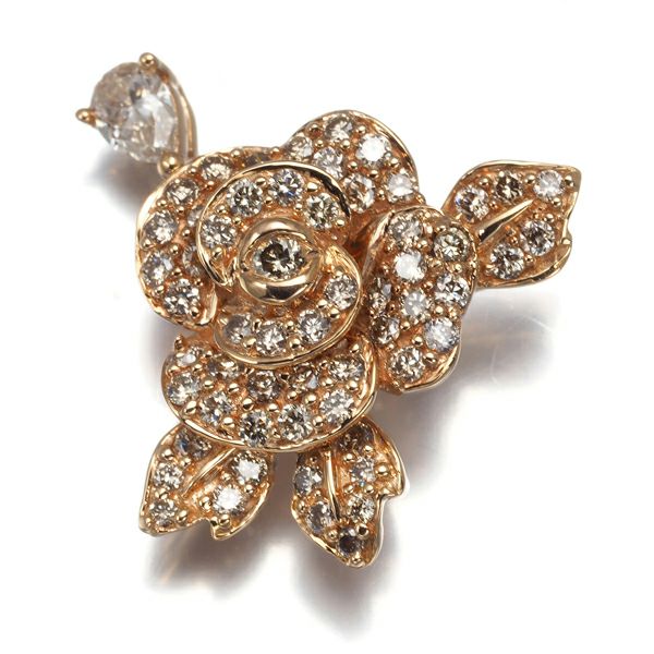 GSTV ペンダントトップ ダイヤ 0.62ct  フラワー 薔薇 K18PG 
