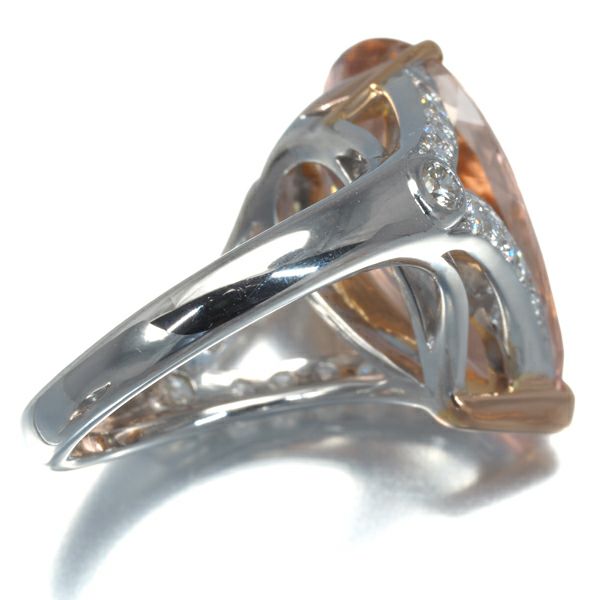 モルガナイト 6.54ct ダイヤ 0.60ct ペアシェイプ リング K18PG/WG 