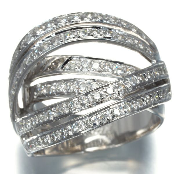 ダイヤ 0.77ct クロスライン  リング K18WG 