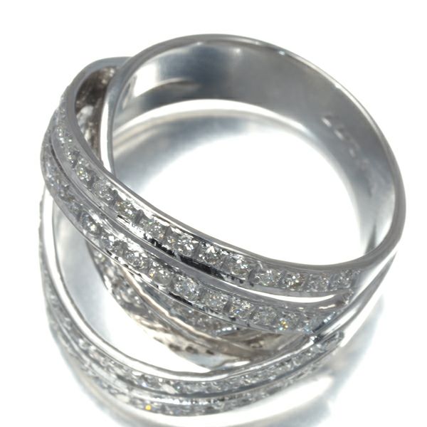 ダイヤ 0.77ct クロスライン  リング K18WG 