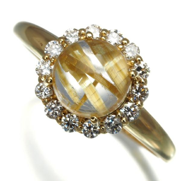 ルチルクォーツ 1.75ct ダイヤ 0.25ct   リング K18YG 