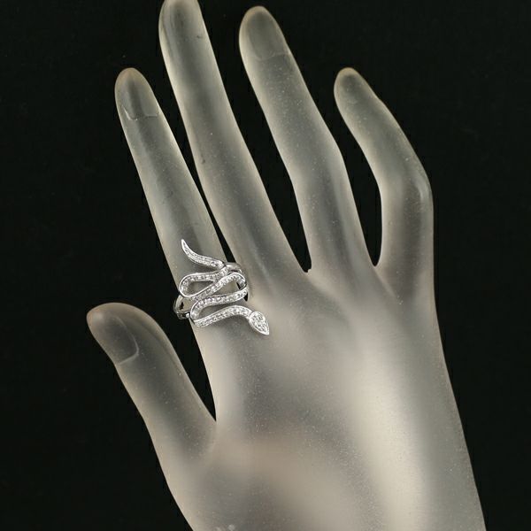 ダイヤ 0.20ct 蛇 アニマル  リング K18WG 