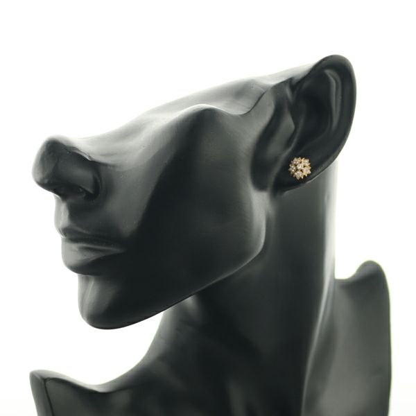 カールブラックバーン ピアス ダイヤ 0.10ct/0.10ct  フラワー ミルグレイン K18PG/YG 