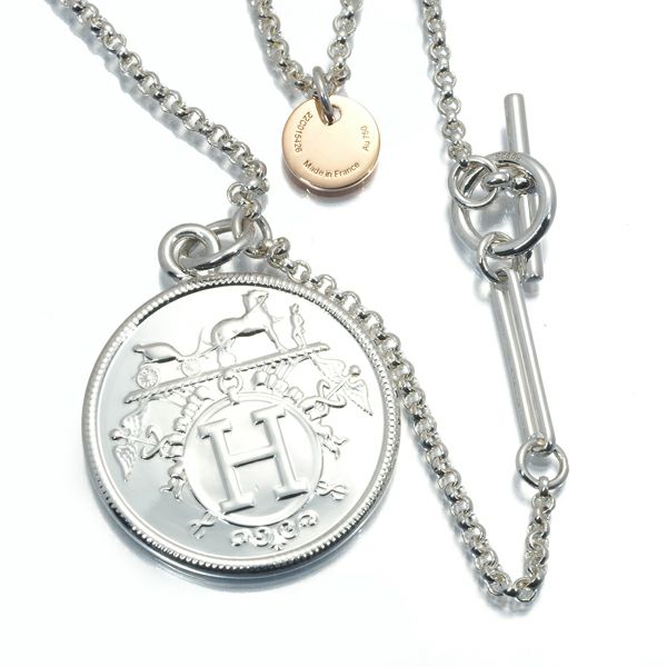 エルメス ネックレス  エクスリブリス MM  シルバー925/K18PG 