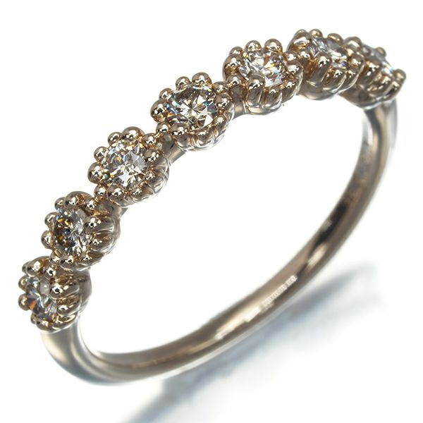 カシケイ リング ダイヤ 0.35ct ミル 11号 K18BG 