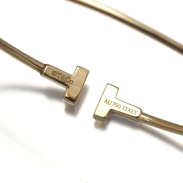 ティファニー ブレスレット  Tワイヤー ナロー バングル K18YG 