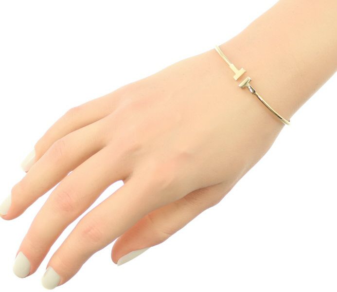 ティファニー ブレスレット  Tワイヤー ナロー バングル K18PG 