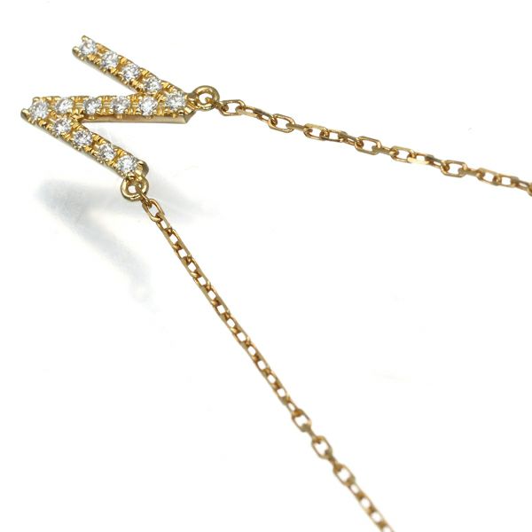 アーカー ネックレス ダイヤ 0.05ct  イニシャル アルファベット N K18YG 