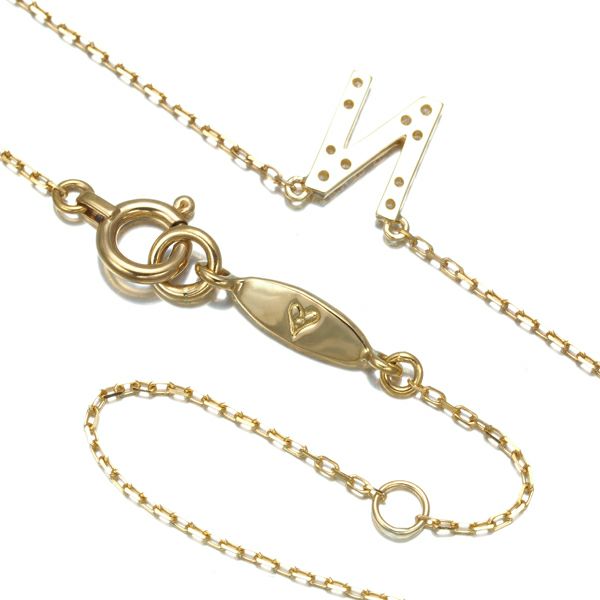 アーカー ネックレス ダイヤ 0.05ct  イニシャル アルファベット N K18YG 