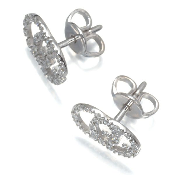 グッチ ピアス ダイヤ GGランニング  K18WG 