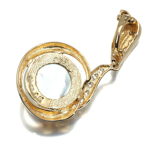 タサキ ペンダントトップ マベパール 真珠 12.8mm ダイヤ 0.10ct   K18YG 