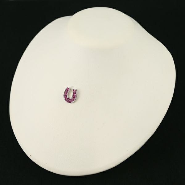 ルビー 0.60ct ホースシュー  ペンダントトップ K18WG 