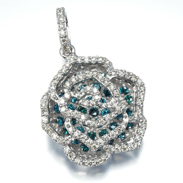 ダイヤ 0.45ct/0.55ct フラワー  ペンダントトップ K18WG 